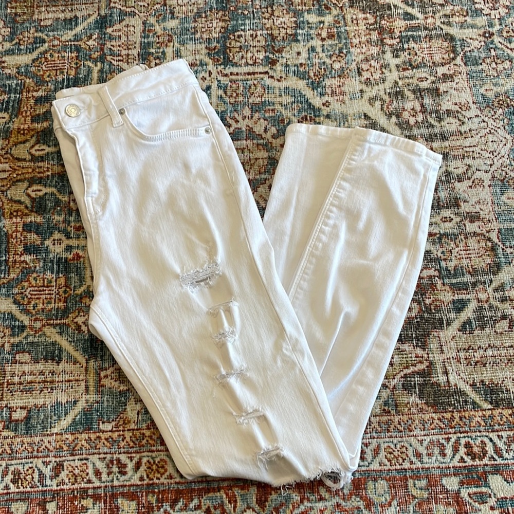 Topshop ripped white denim - size 28